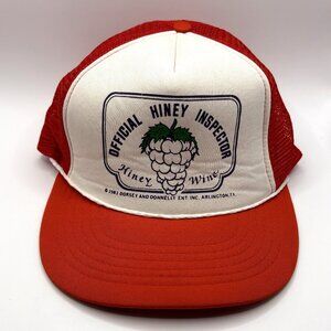 Vintage 1980s 1990s Hiney Wine “Official Hiney Inspector” Trucker Foam Hat Red